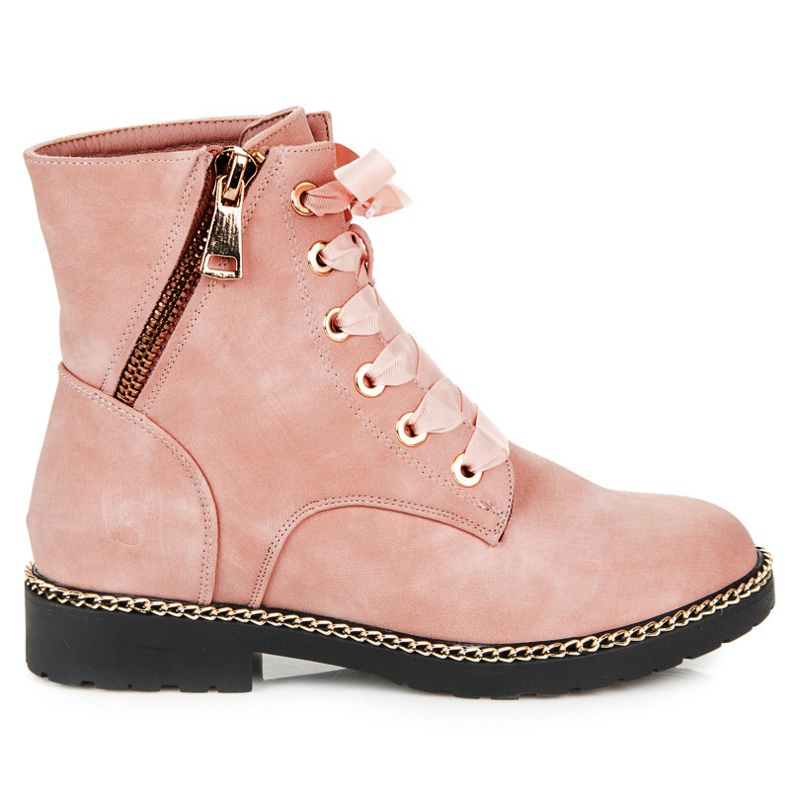 Vices New Collection Ankelboots i mocka med band rosa