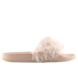 Beige 58-6 nude tofflor med päls
