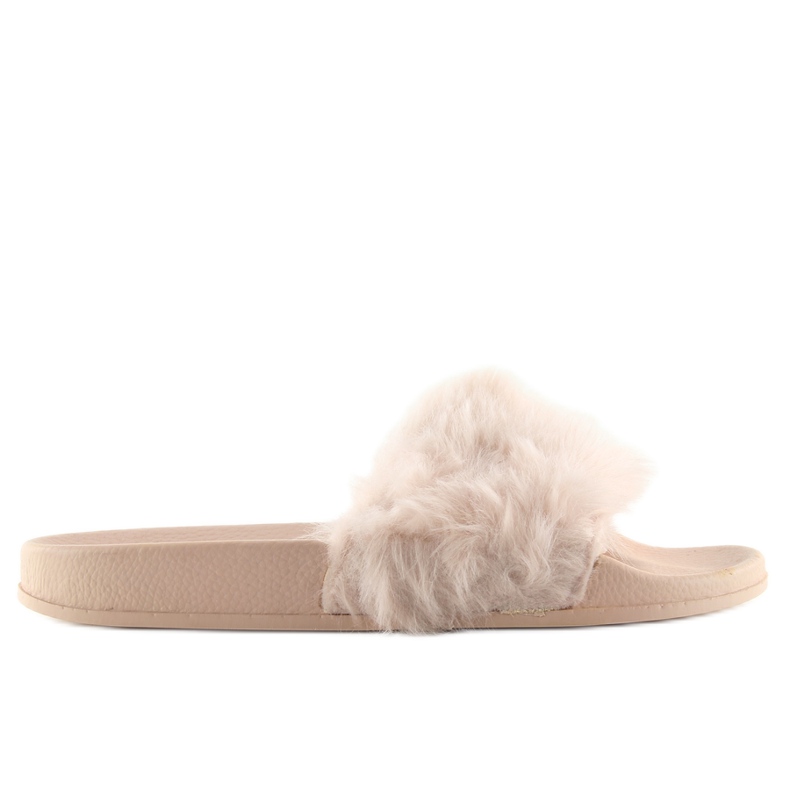 Beige 58-6 nude tofflor med päls