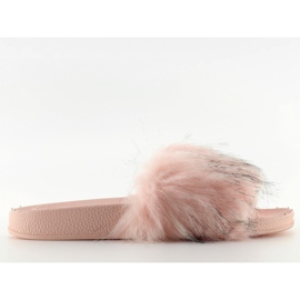 Rosa tofflor med päls zy383-007-1 rosa