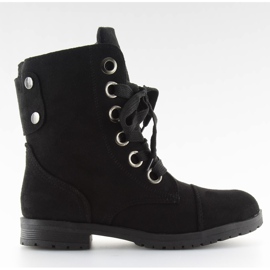 Svarta arbetsstövlar med snörning 8901 Svart