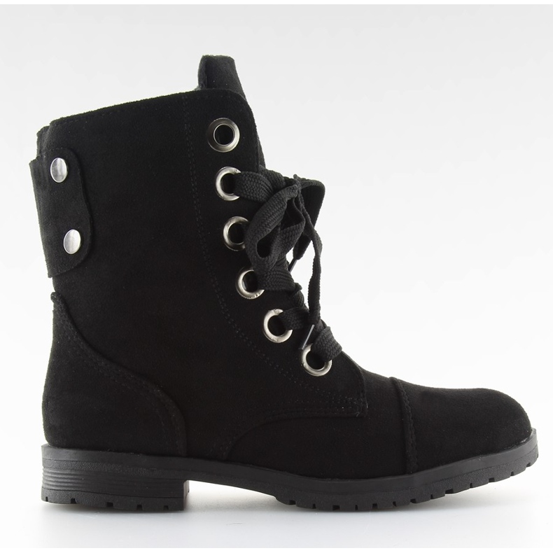 Svarta arbetsstövlar med snörning 8901 Svart