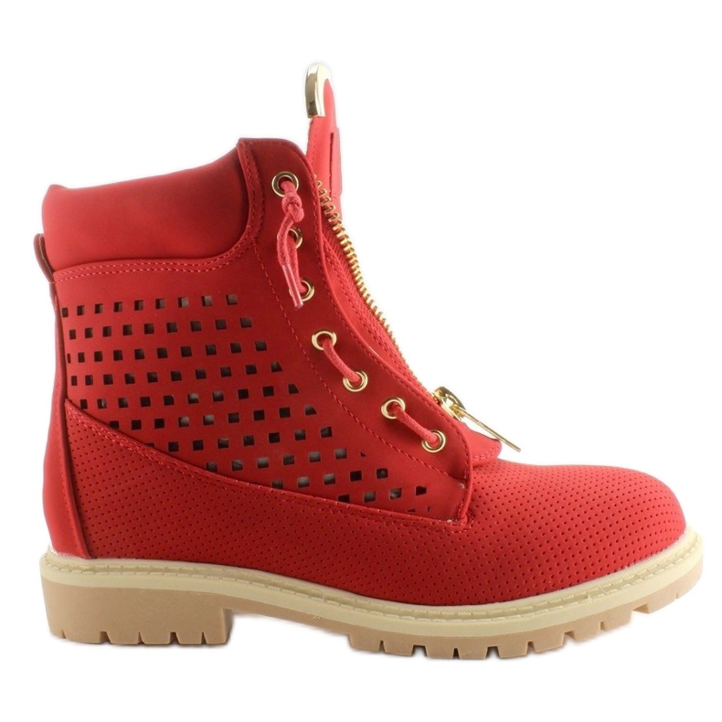 Genombrutna balmanas, gyllene dragkedja, röd R103 Röd