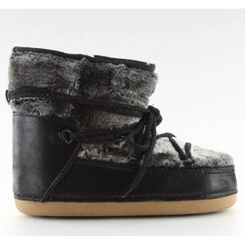 Snow boots månen med pälsvart svart