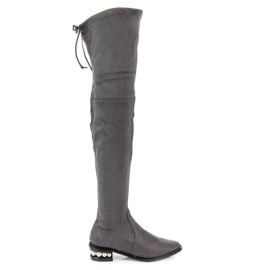 Fashion Grå musketörer med pärlor