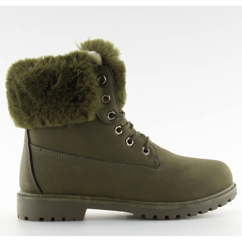 Varmgröna timmerstövlar med päls