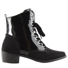 Snörade stövlar Lackade Svarta Svarta