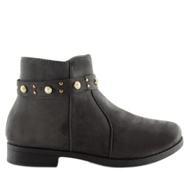 Grå X-19 Grå Chelsea boots med pärlor