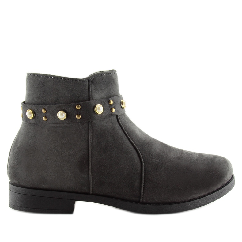 Grå X-19 Grå Chelsea boots med pärlor