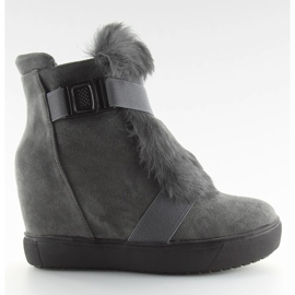 Grå Sneakers med päls 3123 D. grå