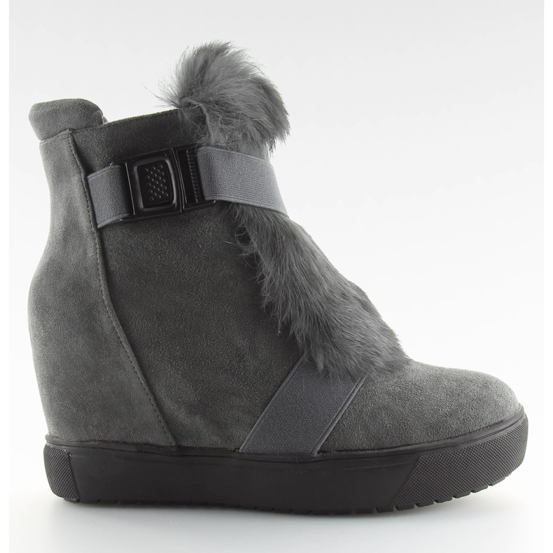 Grå Sneakers med päls 3123 D. grå