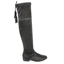 Yes Mile Over-the-knee boots med fransar grå