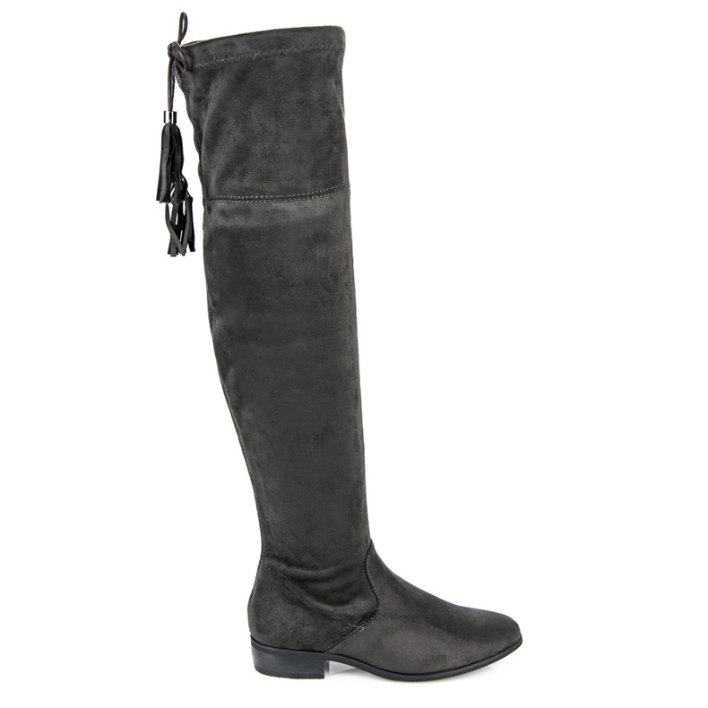 Yes Mile Over-the-knee boots med fransar grå