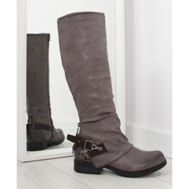 Grå ridstövlar grå F2180 brun
