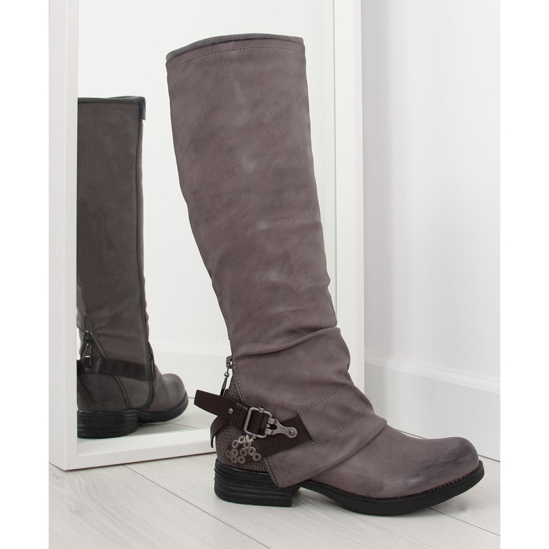 Grå ridstövlar grå F2180 brun