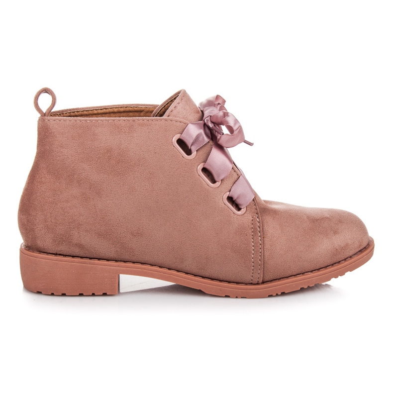 Bestelle Låga stövlar knutna med ett band rosa