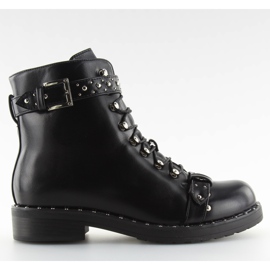 Svarta stövlar med nitar ae82p svart koppar