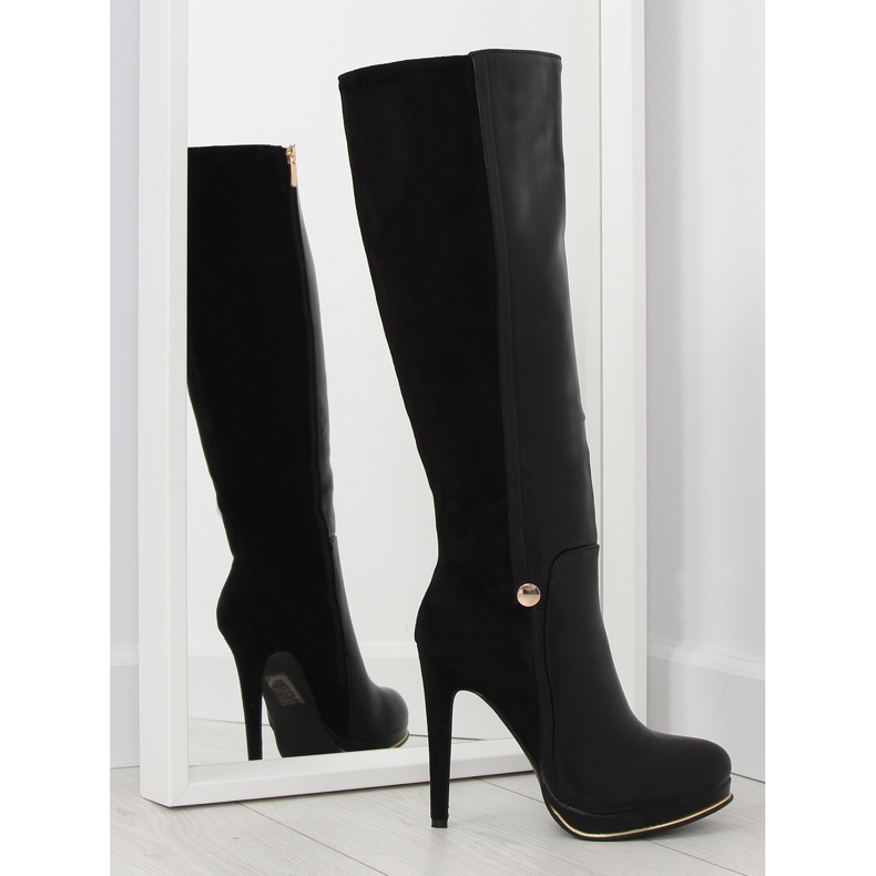 Svarta JU860 svarta plattformsstövlar