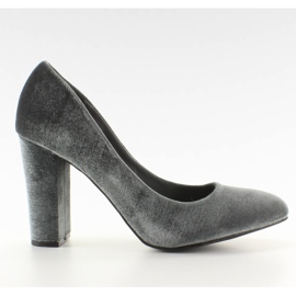 Sammet pumpar bred stolpe LE018 Grå
