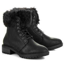 Queentina Stövlar Med Päls På Ovandelen svart