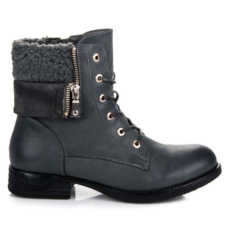 Queentina Kängor med snörning grå