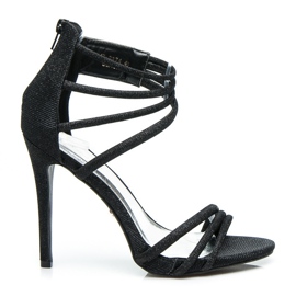 Ideal Shoes Glittersandaler på hög klack svart