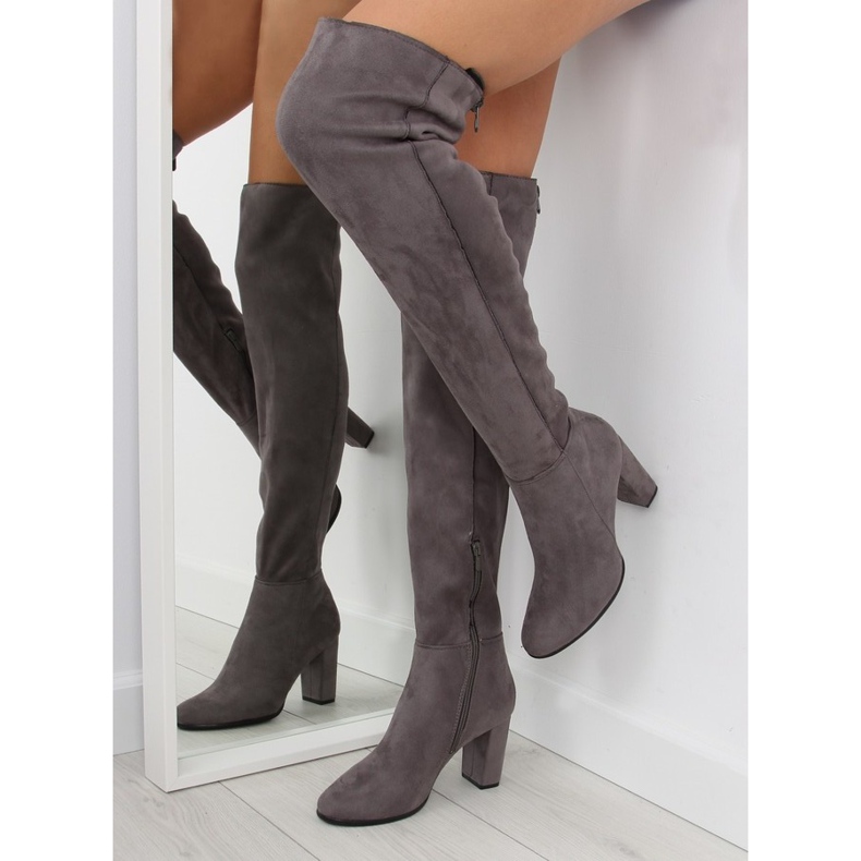 Grå Over-knee boots T062 grå