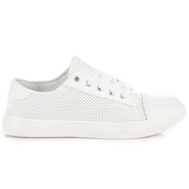 Genombrutna sneakers vit