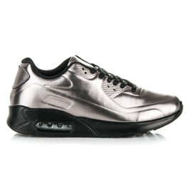 Glänsande Sneakers med snörning grå