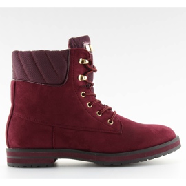 Snörstövlar, vinrött vin röd