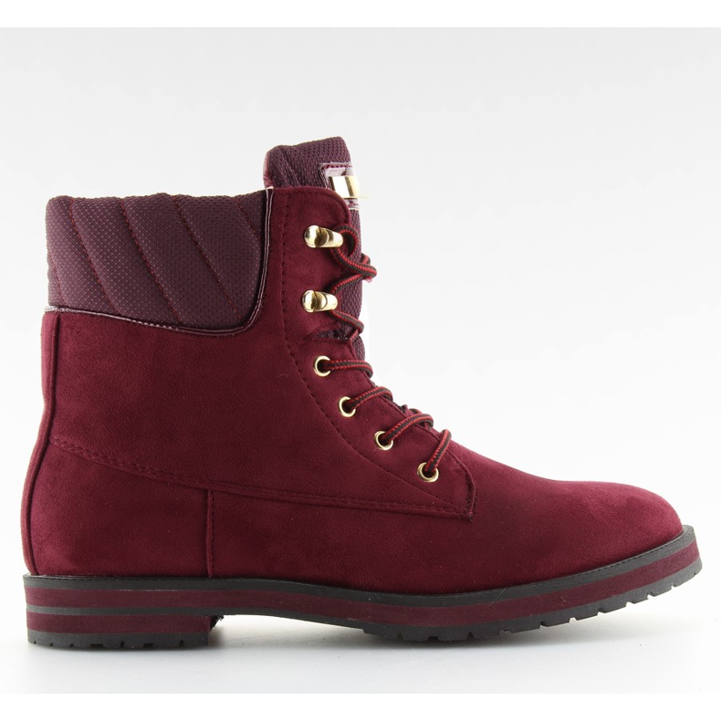 Snörstövlar, vinrött vin röd