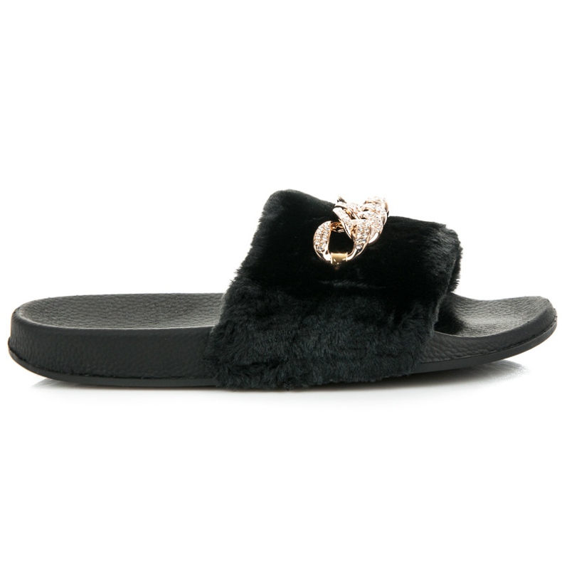 Queen Vivi Svarta tofflor med päls