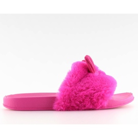 Pälstofflor med öron fuchsia fuchsia rosa