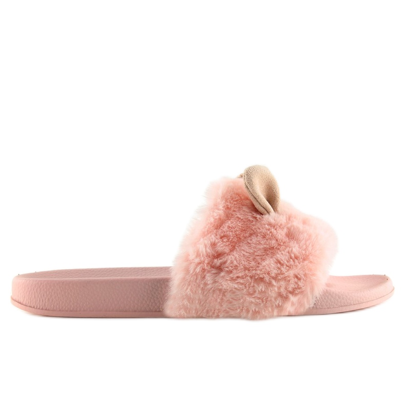 Pälstofflor med öron rosa LS-02 rosa