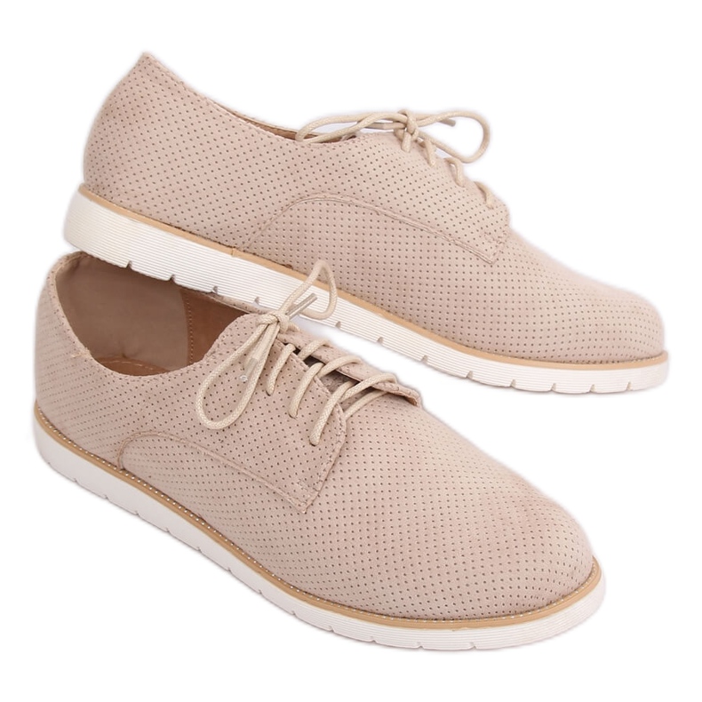 Loafers i beige snörning för kvinnor T297 Beige