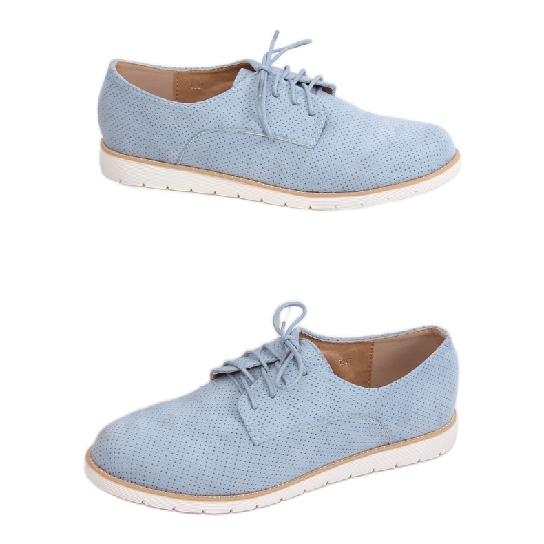 Loafers med blå snörning för kvinnor T297 Blå