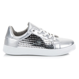 Silverknutna sneakers grå