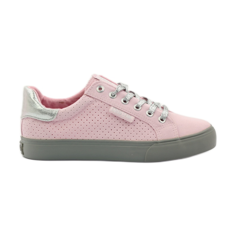 Big star 274054 bundna sneakers grå rosa
