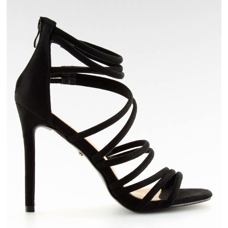 Svarta LE039 svarta sandaler på hög klack