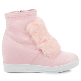Wedge Sneakers Med Päls rosa