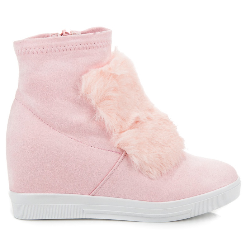 Wedge Sneakers Med Päls rosa