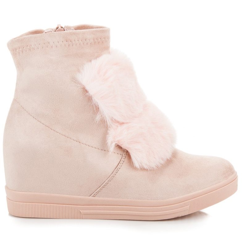 Wedge sneakers med päls rosa