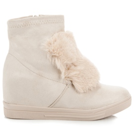 Wedge sneakers med päls brun