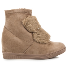 Wedge Sneakers Med Päls brun