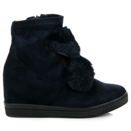 Wedge sneakers med päls marinblå