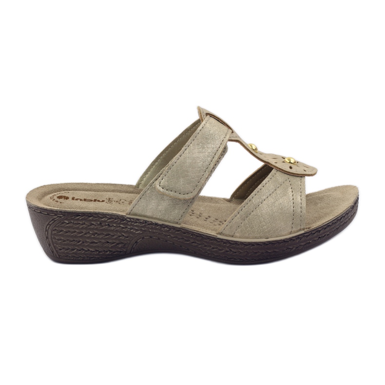 Guld Inblu GL086 tofflor med kardborreband brun