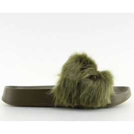 Gröna S37 gröna tofflor med päls