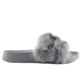 Gråa Tofflor med päls S37 grå