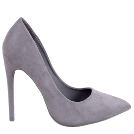 Pumpar på en grå mocka 5101 Grå stilettklack
