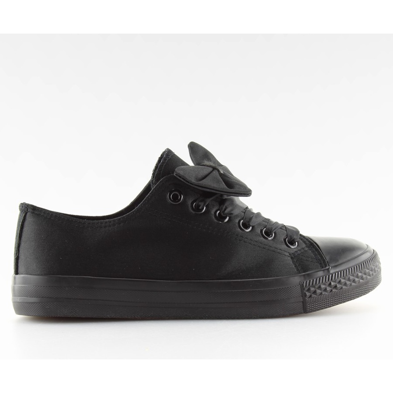 Sneakers i satinsvart dam 16-509 Allblack